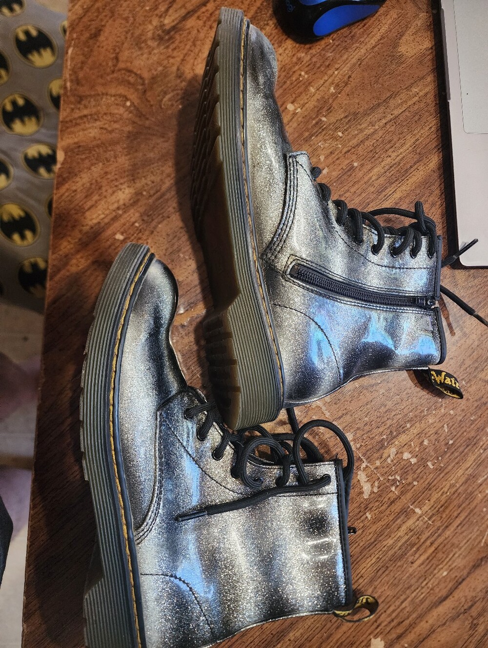 Doc Martens Black And Sliver Boots - Picture 2 of 6